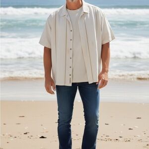 Cubavera Cream Casual Button Down Shirt